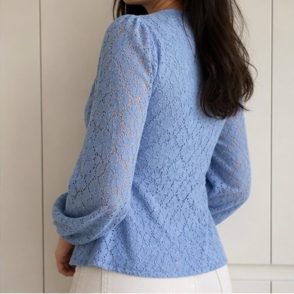 Blue Ruffle Blouse - Picture 3 of 6
